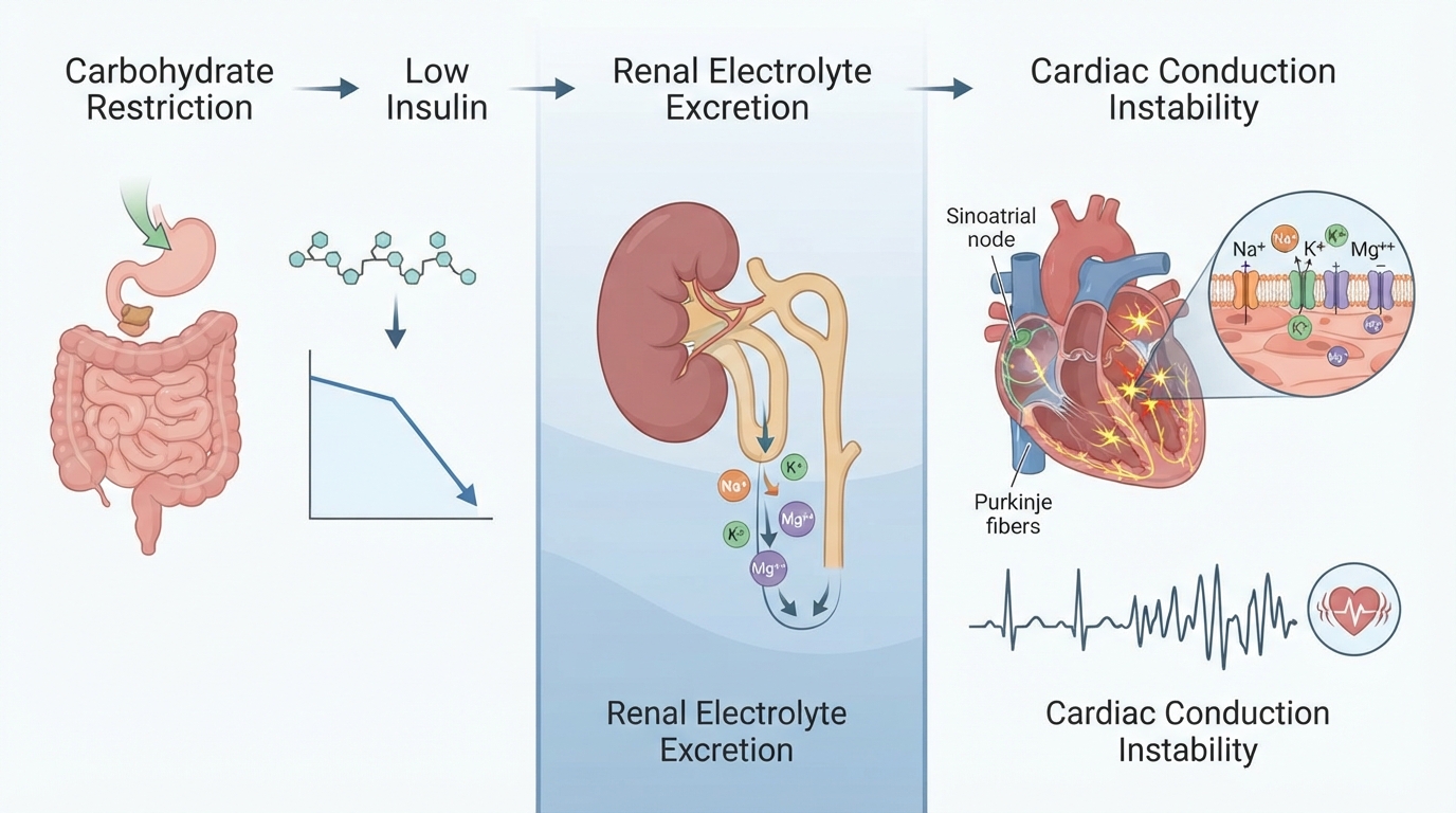 An illustration explaining the key ideas of how to stop heart palpitations on keto